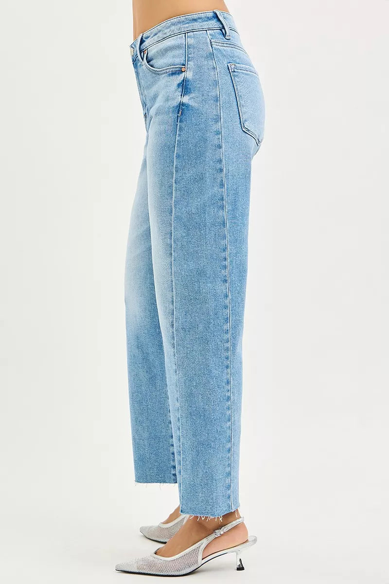 Full Size Slouchy Cropped Jeans with Curved Side Seam | Centprime