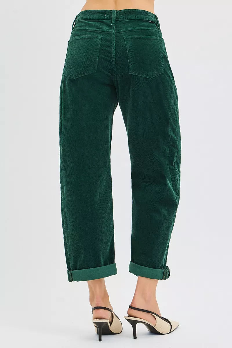 RISEN High Rise Crop Barrel Corduroy Pants – Trendy & Comfortable