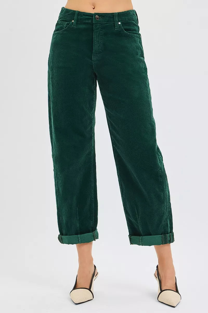 RISEN High Rise Crop Barrel Corduroy Pants – Trendy & Comfortable