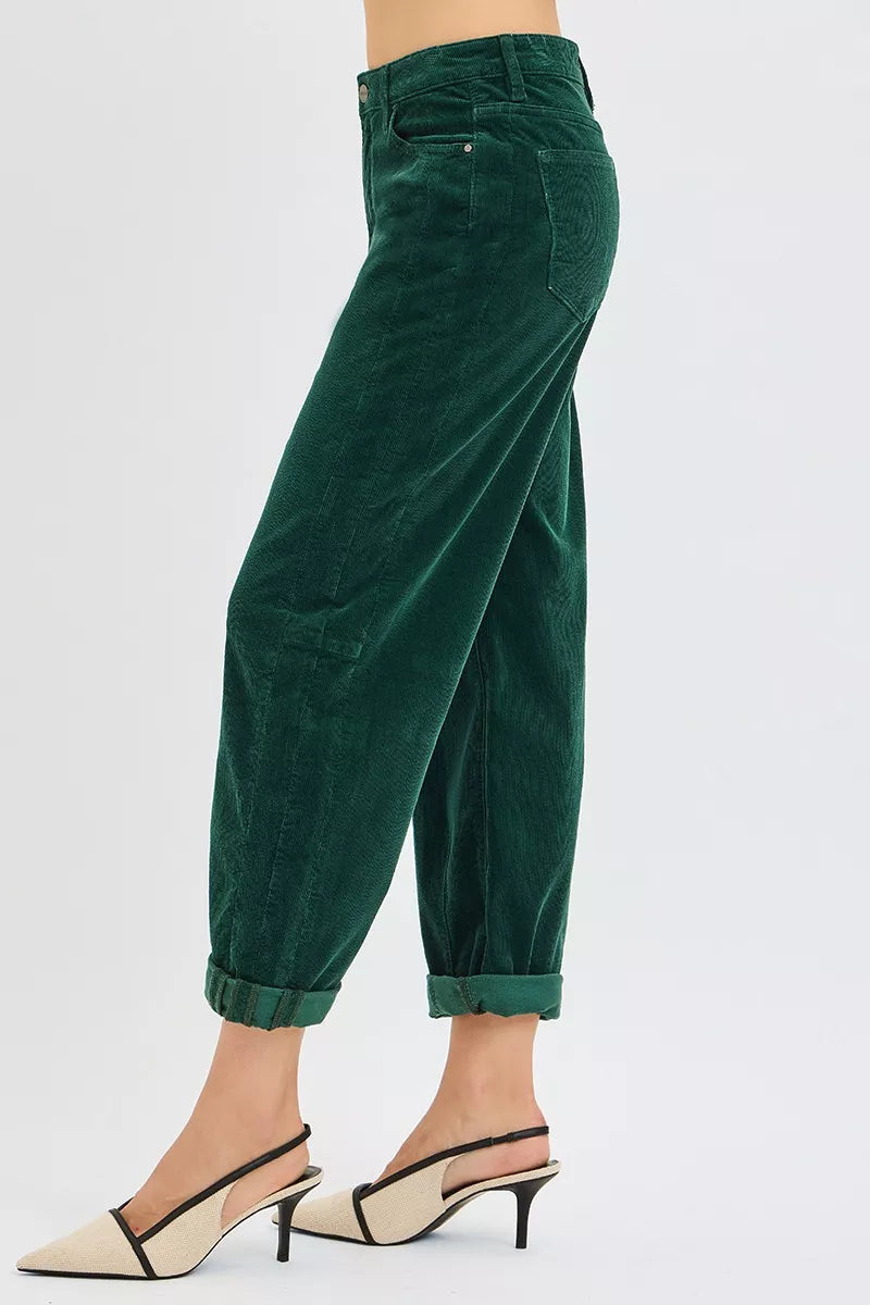 RISEN High Rise Crop Barrel Corduroy Pants – Trendy & Comfortable