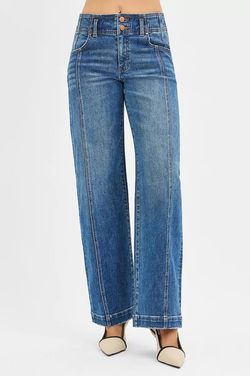 RISEN Mid Rise Fit Wide Baggy Jeans | Trendy & Comfortable Denim
