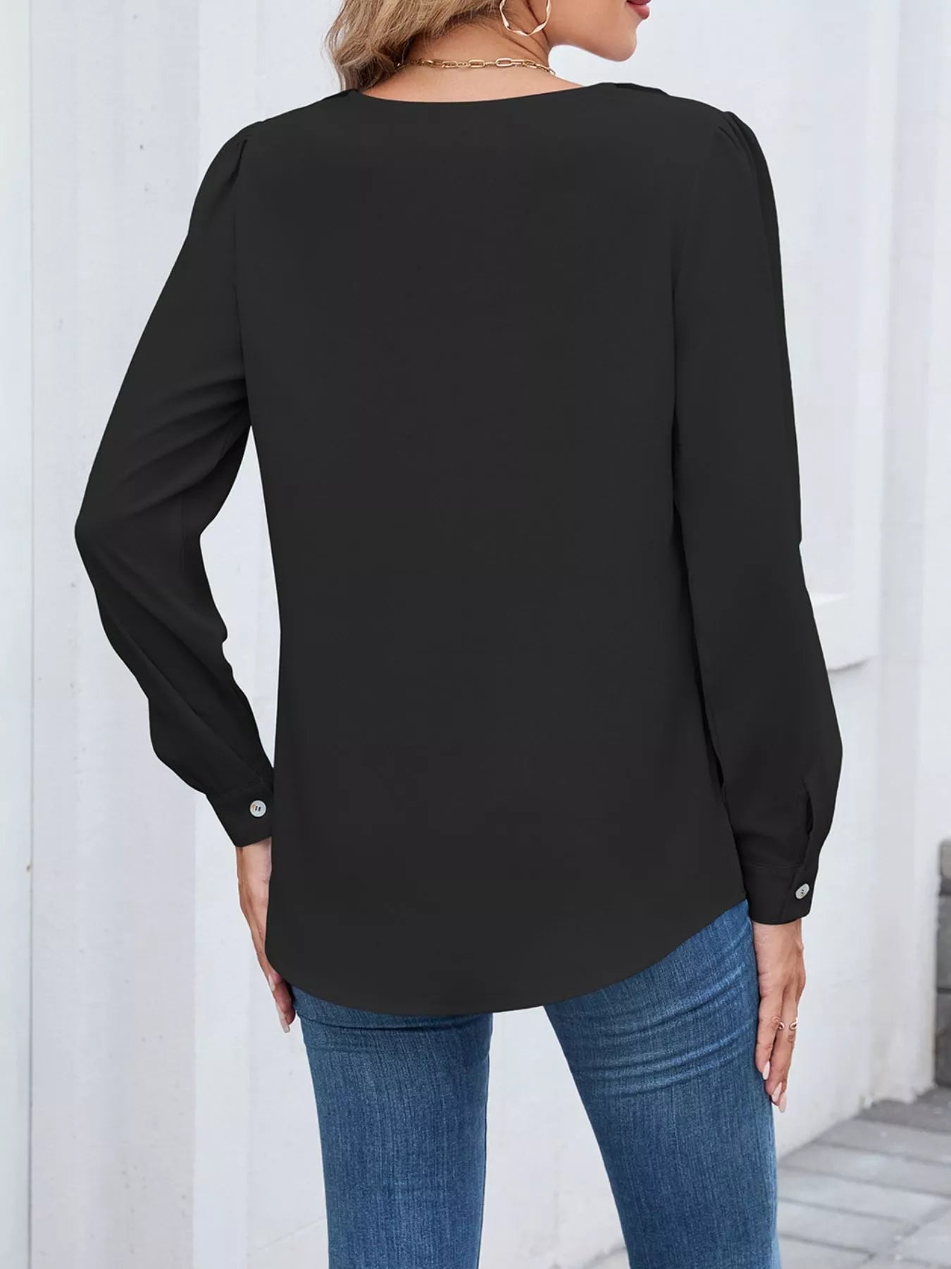 Ruffled V-Neck Long Sleeve Blouse | Elegant Women’s Fashion Top