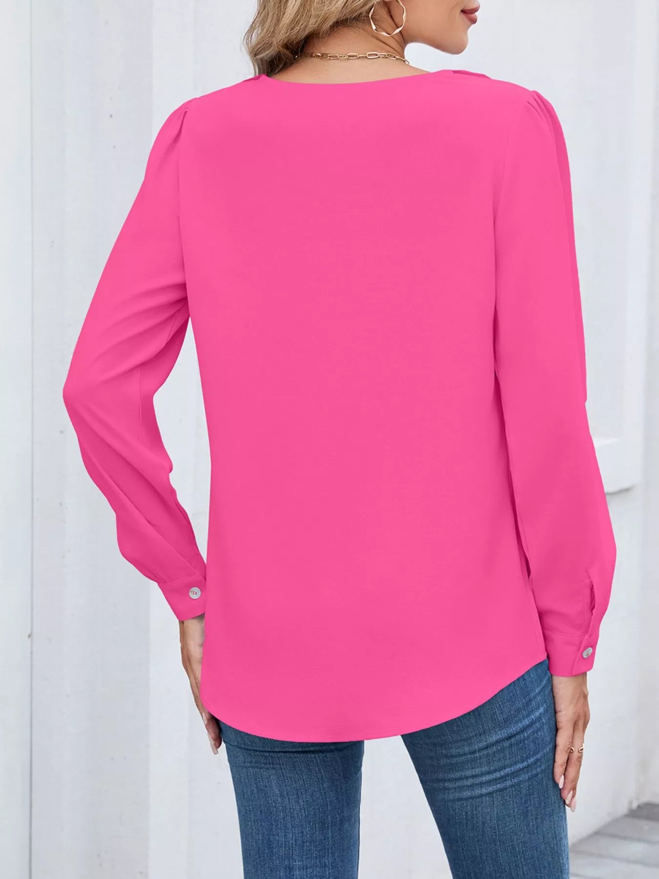 Ruffled V-Neck Long Sleeve Blouse | Elegant Women’s Fashion Top
