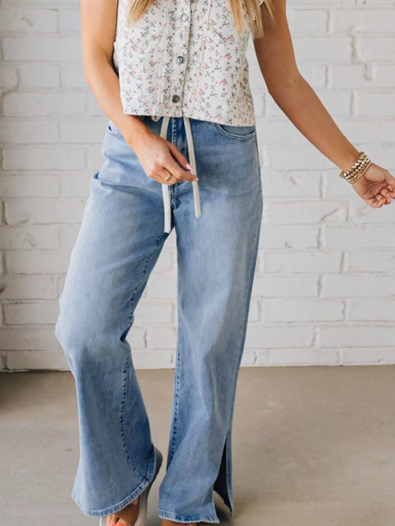 Slit Wide Leg Jeans | Trendy High Waist Women’s Denim Pants