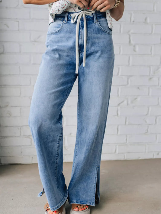 Slit Wide Leg Jeans | Trendy High Waist Women’s Denim Pants
