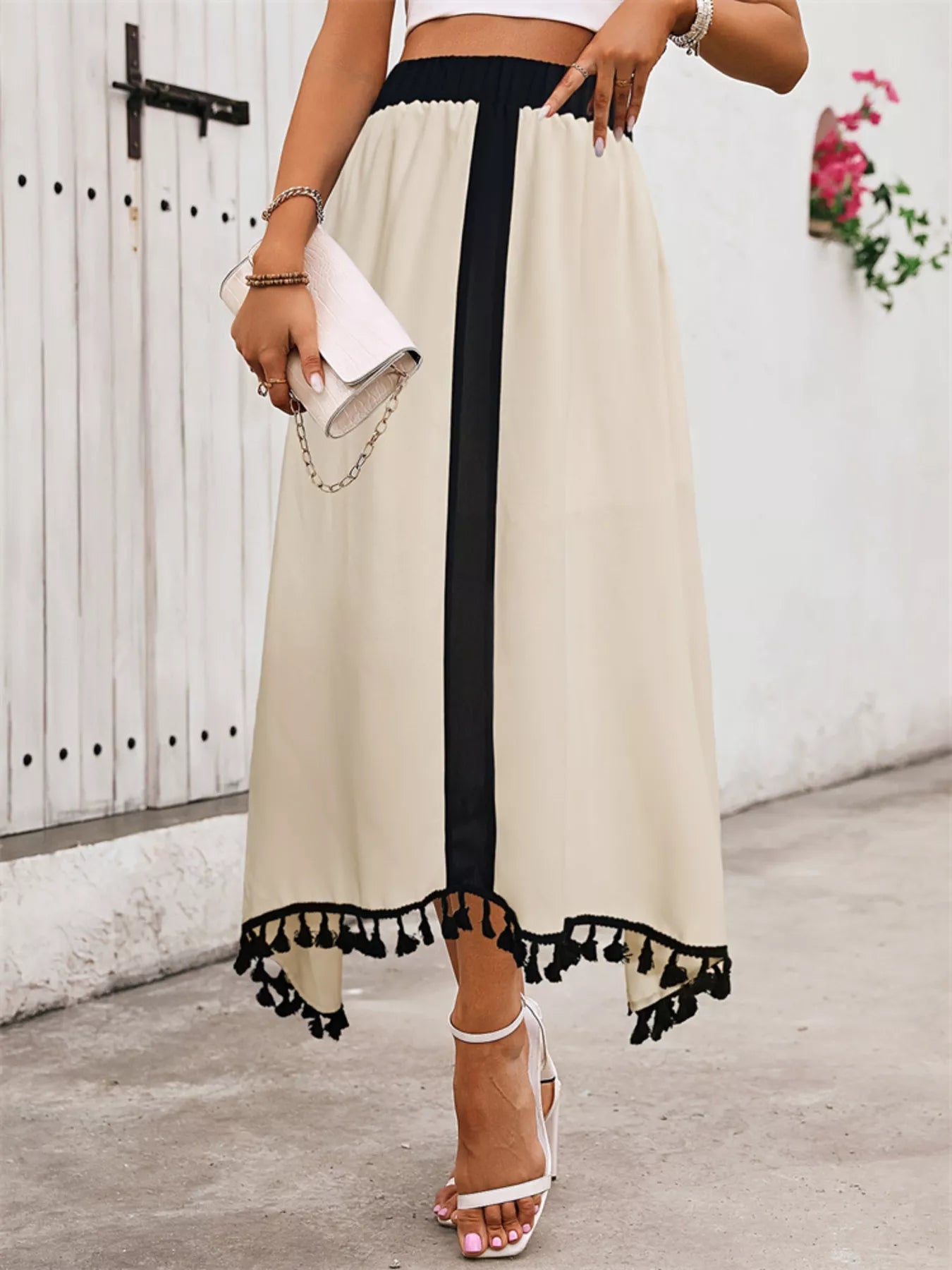 Tassel Trim High Waist Skirt – Stylish & Unique Statement Piece