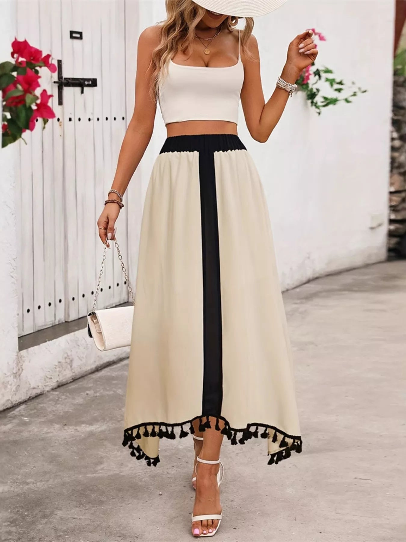 Tassel Trim High Waist Skirt – Stylish & Unique Statement Piece