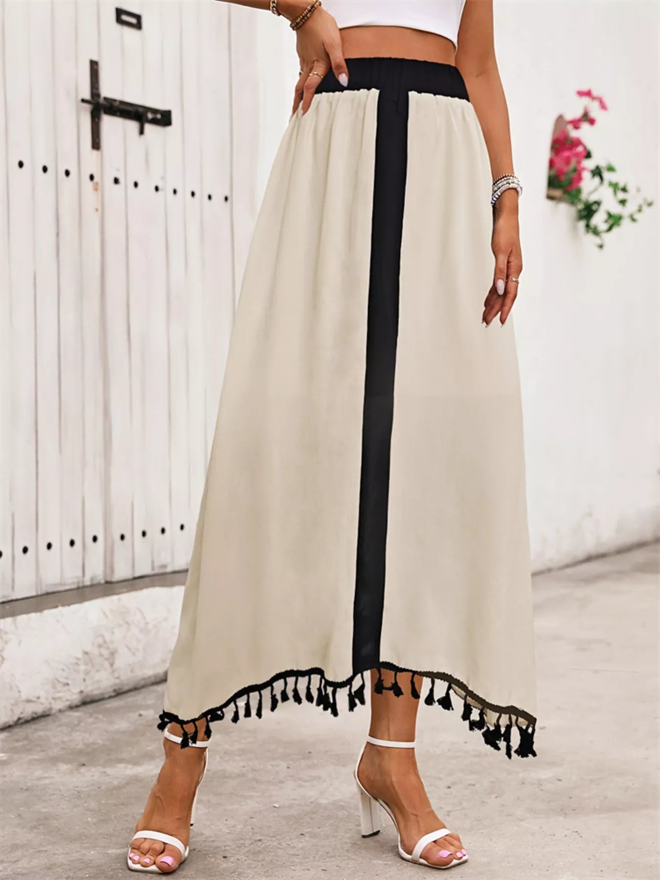 Tassel Trim High Waist Skirt – Stylish & Unique Statement Piece