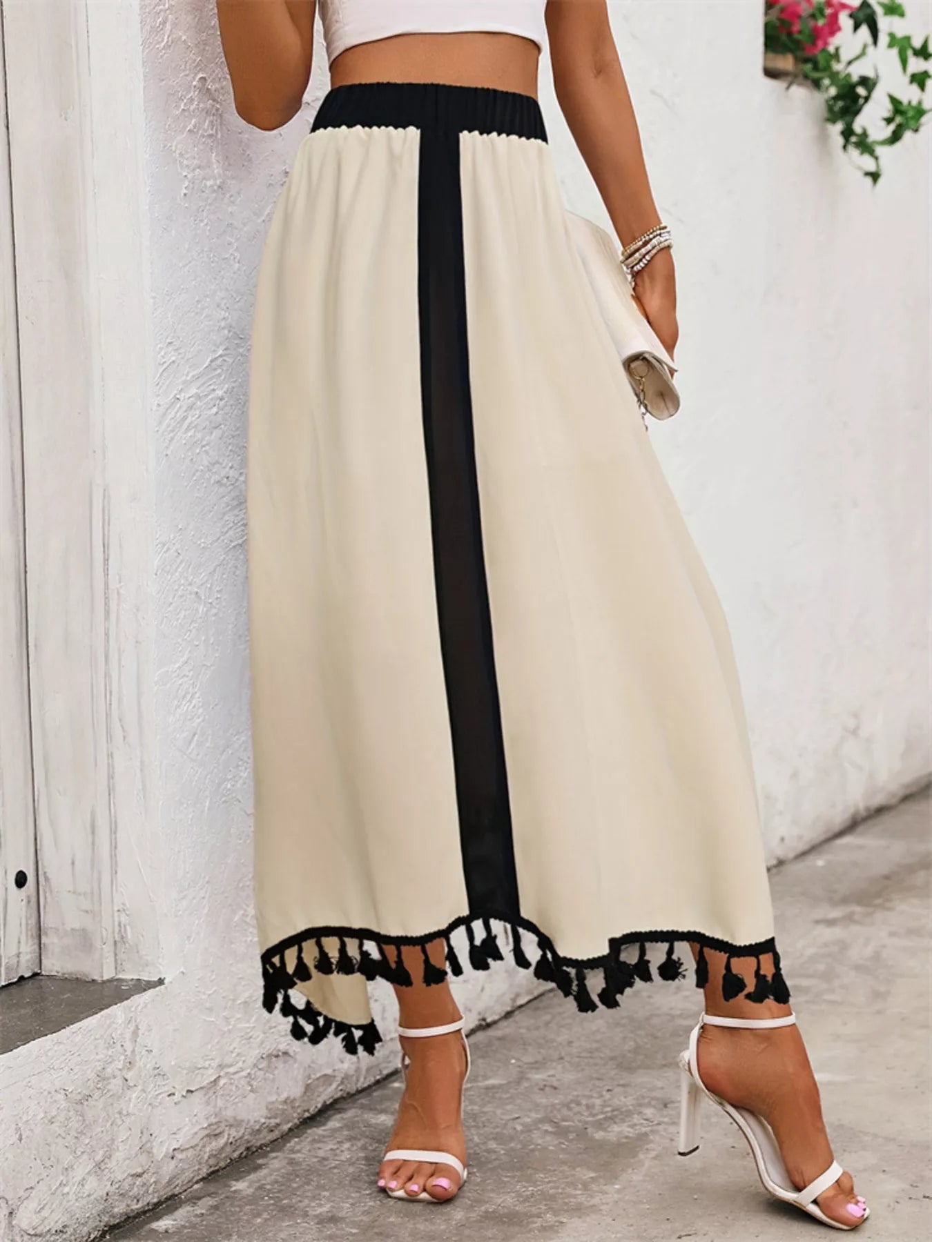 Tassel Trim High Waist Skirt – Stylish & Unique Statement Piece