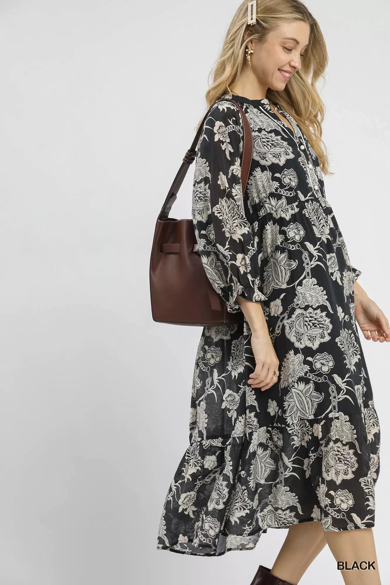 Umgee Floral Print Boho Midi Dress | Stylish & Comfortable Fit