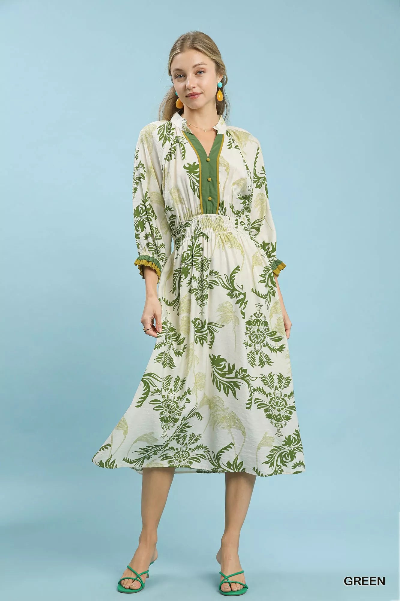 Tropical Print Button Detail Midi Dress – Umgee Summer Style