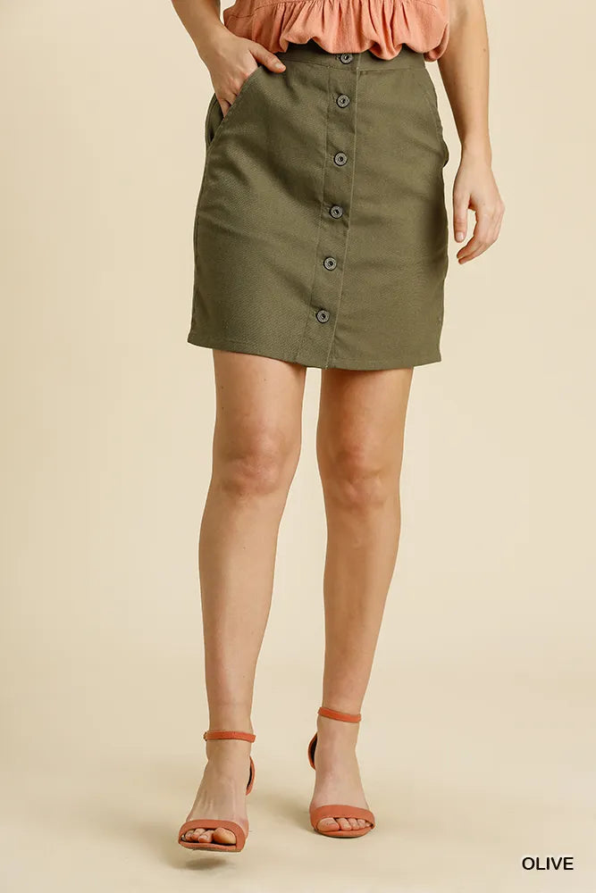 Umgee Button Down Skirt – Classic & Versatile Women's Skirt