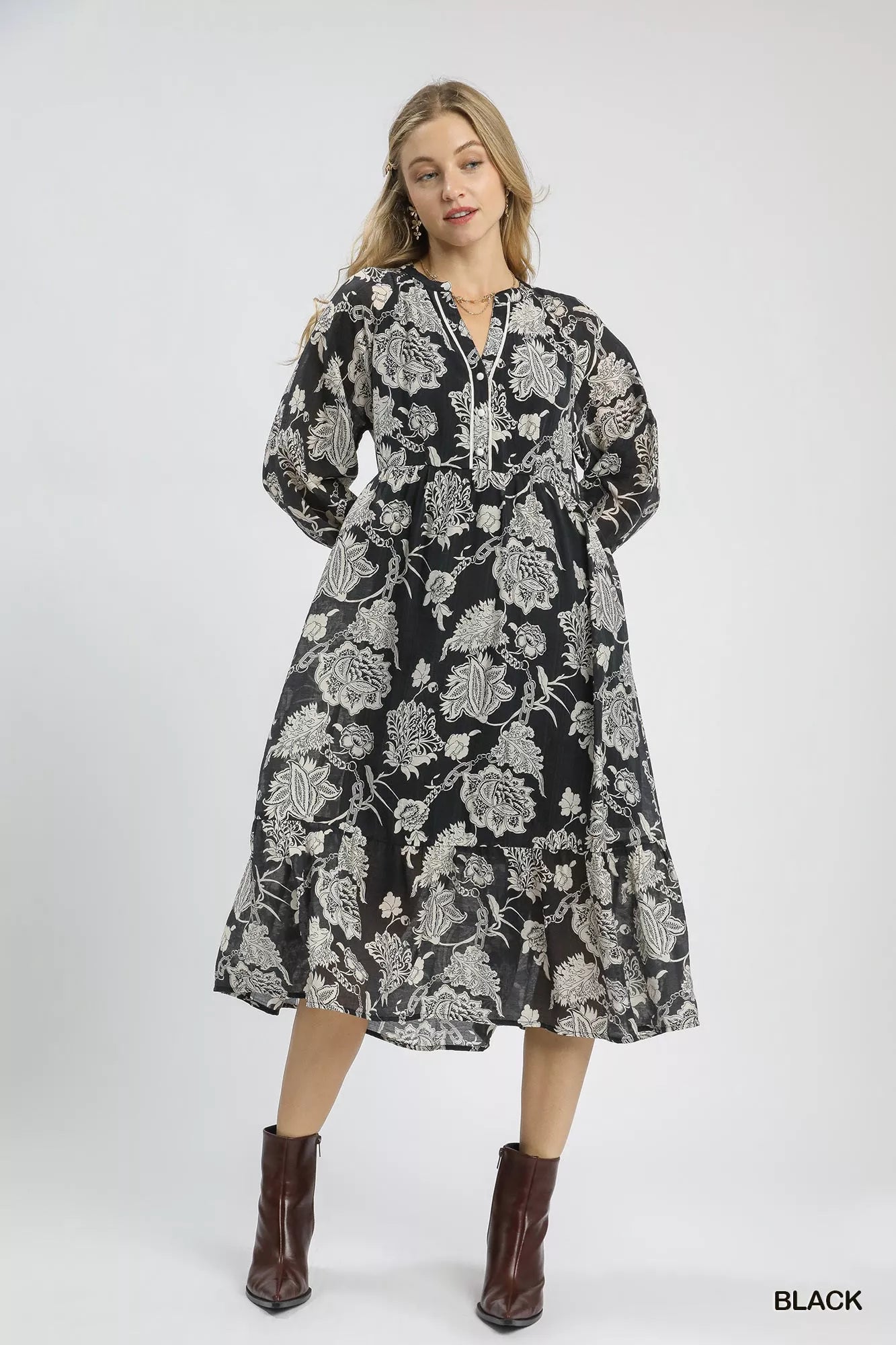 Umgee Floral Print Boho Midi Dress | Stylish & Comfortable Fit