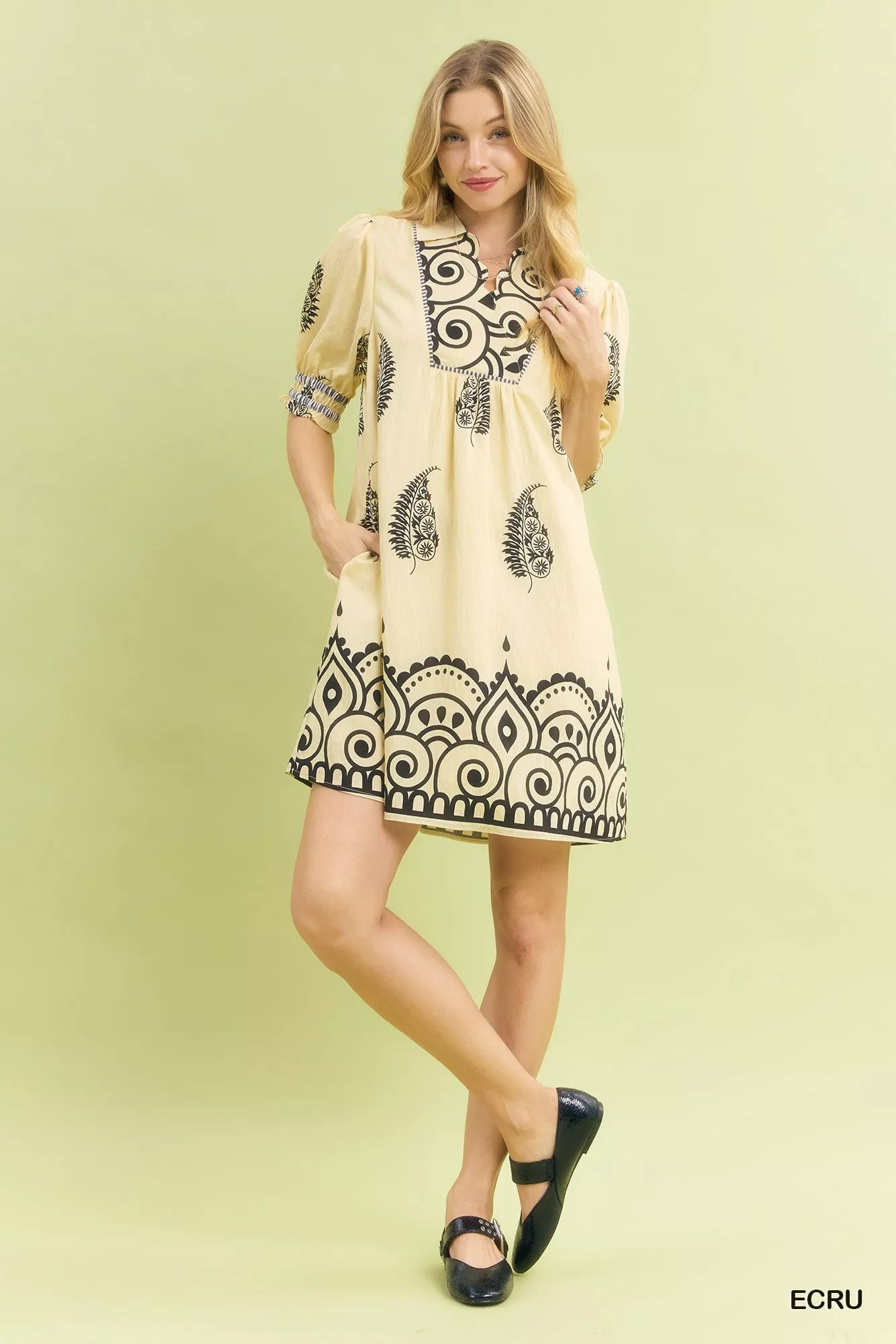 Umgee Paisley Mandala Print Babydoll Dress – Boho Style & Comfort