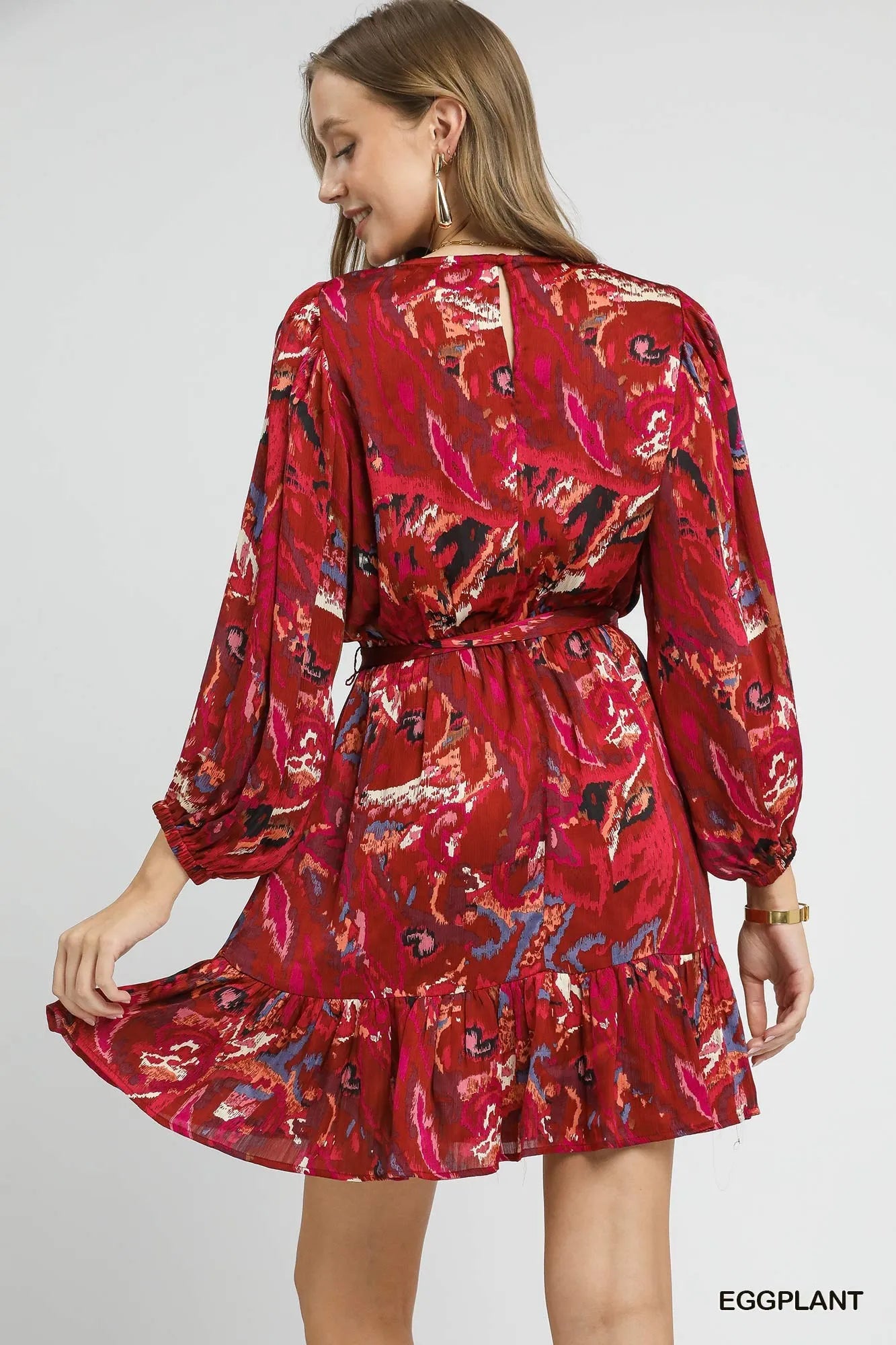 Ruffled Hem Printed Balloon Sleeve Dress by Umgee – Stylish & Flowy