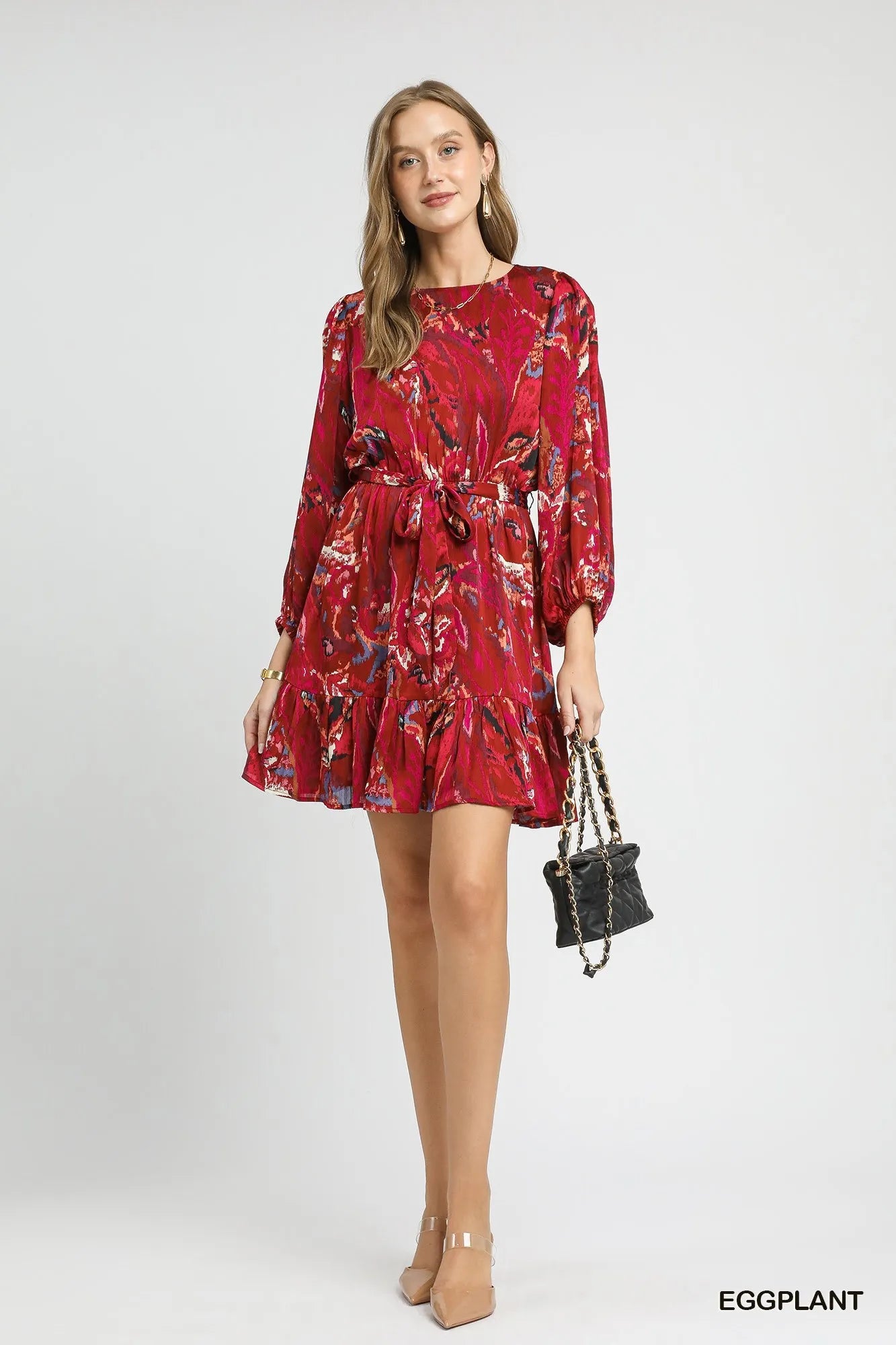 Ruffled Hem Printed Balloon Sleeve Dress by Umgee – Stylish & Flowy