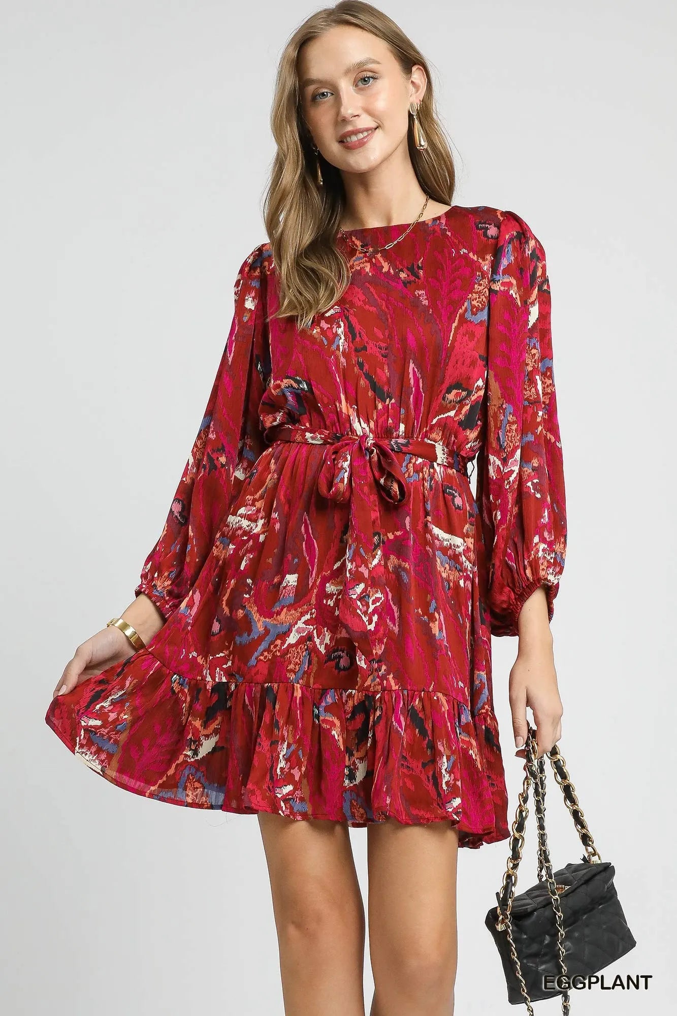 Ruffled Hem Printed Balloon Sleeve Dress by Umgee – Stylish & Flowy