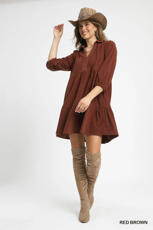 Umgee Tiered Corduroy Mini Dress | Stylish Women’s Outfit