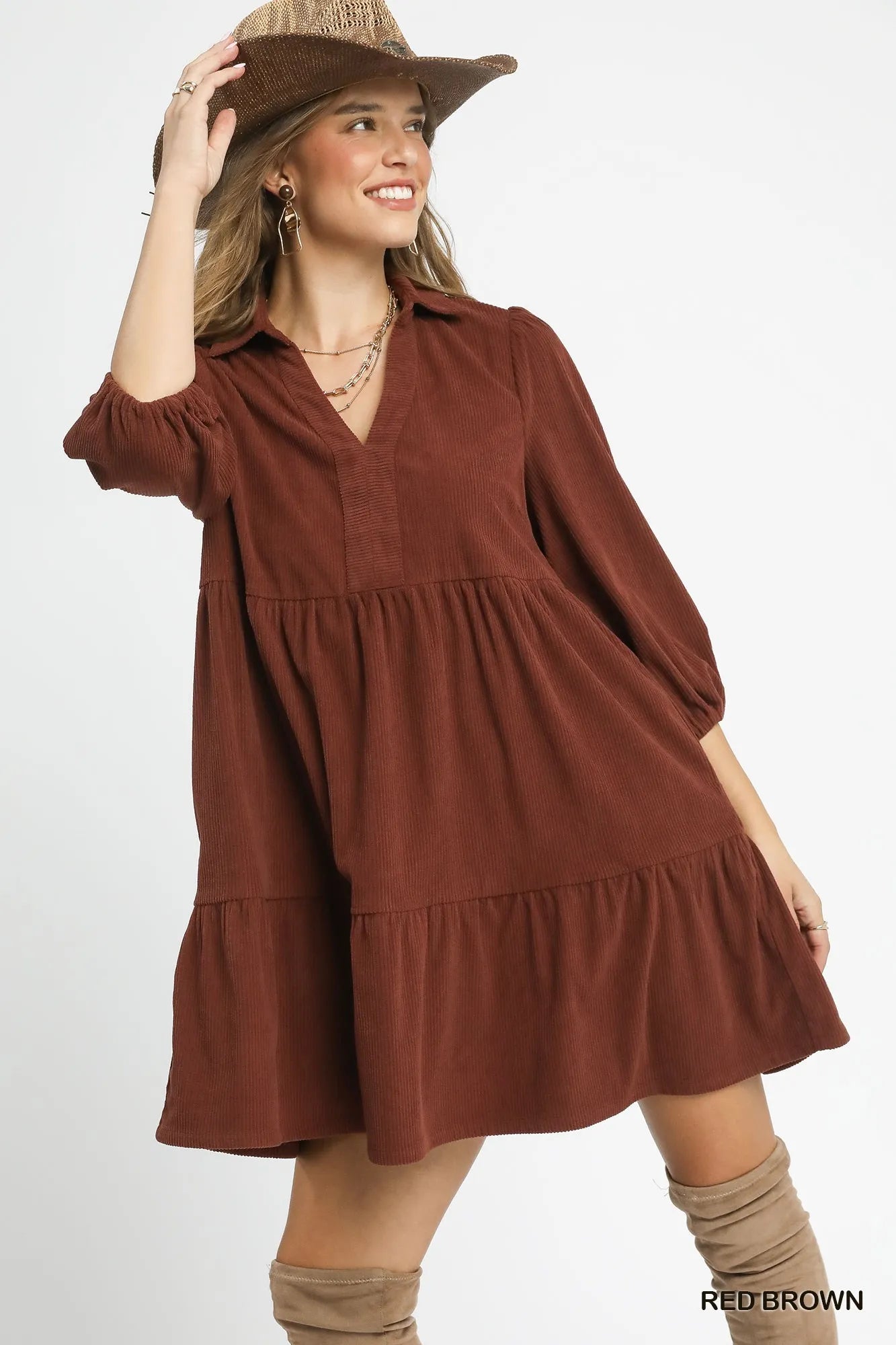 Umgee Tiered Corduroy Mini Dress | Stylish Women’s Outfit