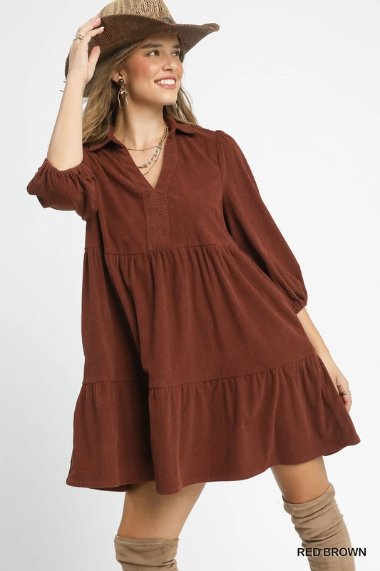 Umgee Tiered Corduroy Mini Dress | Stylish Women’s Outfit