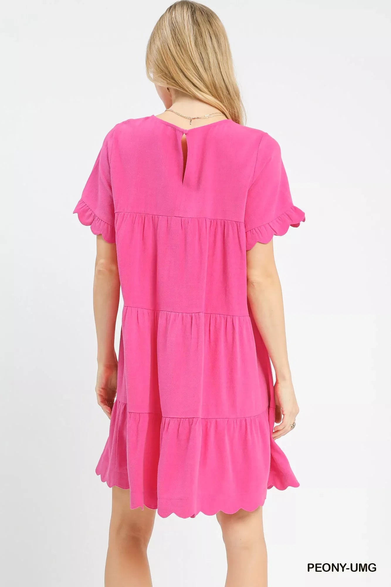 Umgee Linen Tiered Babydoll Dress with Ruffle Sleeves for Summer