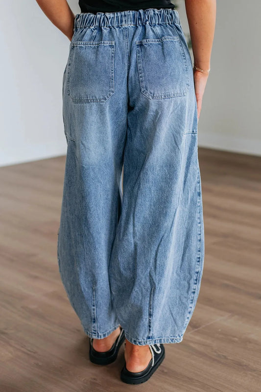 Wide Leg Drawstring Jeans | Relaxed Fit & Trendy Casual Style