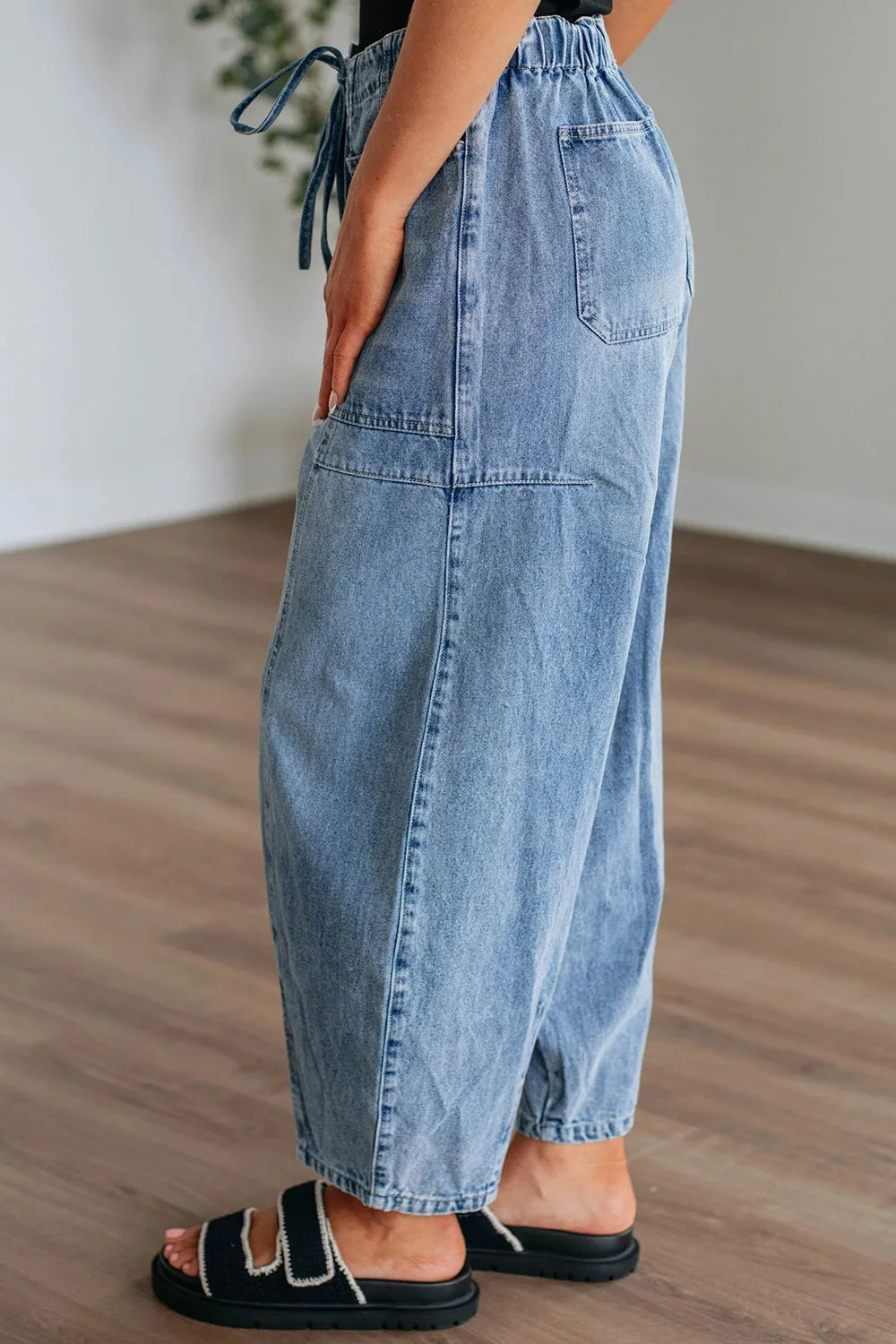 Wide Leg Drawstring Jeans | Relaxed Fit & Trendy Casual Style