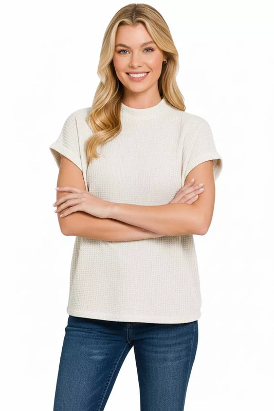 Zenana Chenille Waffle Cap Sleeve Sweater – Soft Textured Comfort