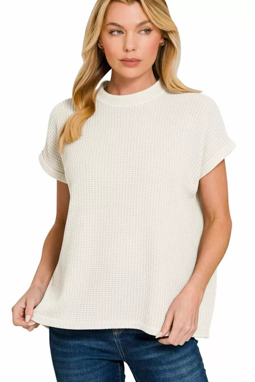 Zenana Chenille Waffle Cap Sleeve Sweater – Soft Textured Comfort