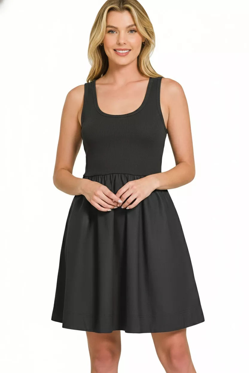 Zenana Combined Knit & Woven Midi Dress for Women