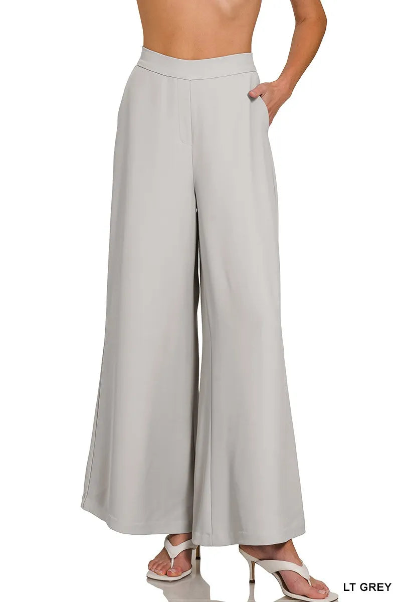 Zenana Relaxed Fit Elastic Waisted Wide Leg Pants | Centprime