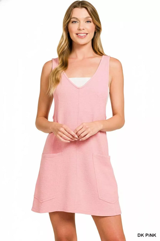 Zenana Washed Slub Adjustable Strap Overall Dress – Relaxed Fit Style