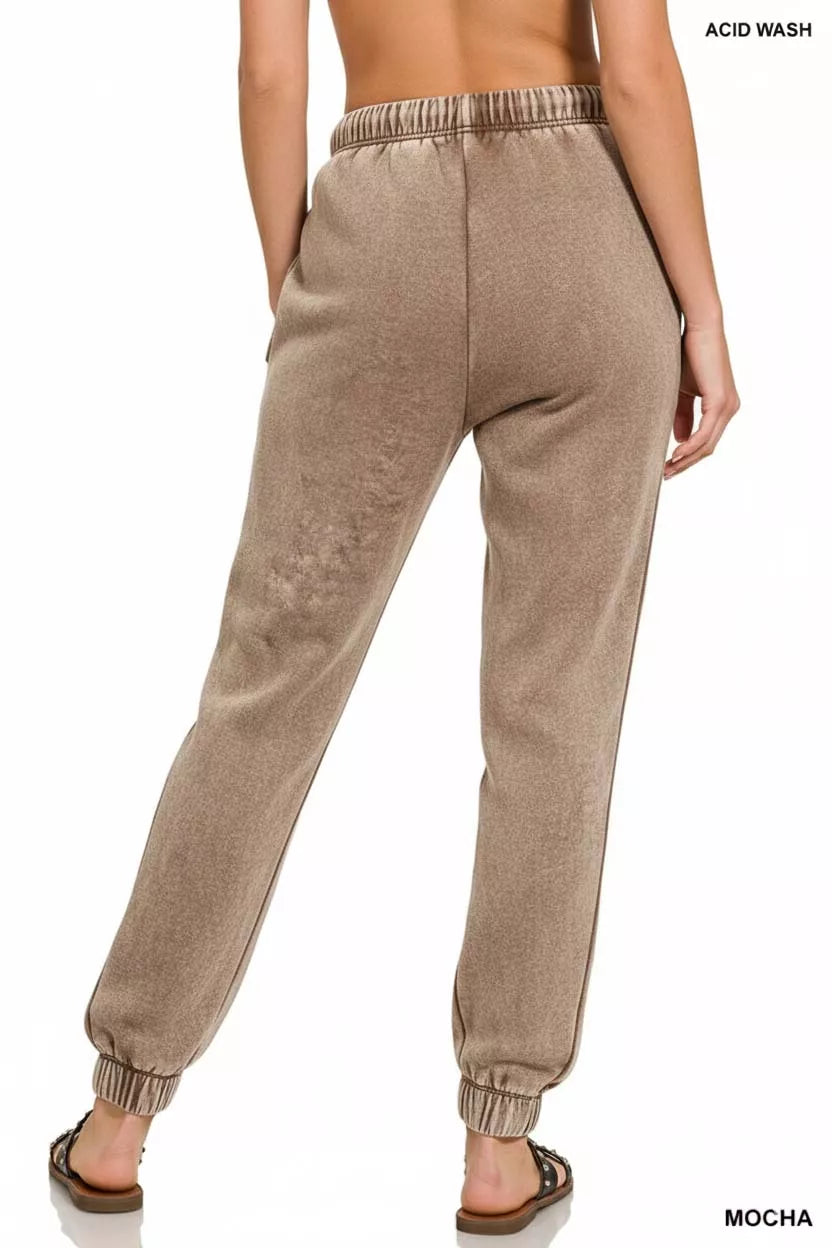 Zenana Acid Wash Fleece Sweatpants with Pockets | Cozy & Stylish