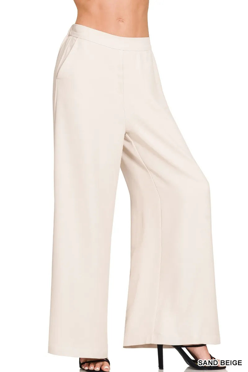 Relaxed Fit Elastic Waisted Pants | Zenana Wide Leg | Centprime