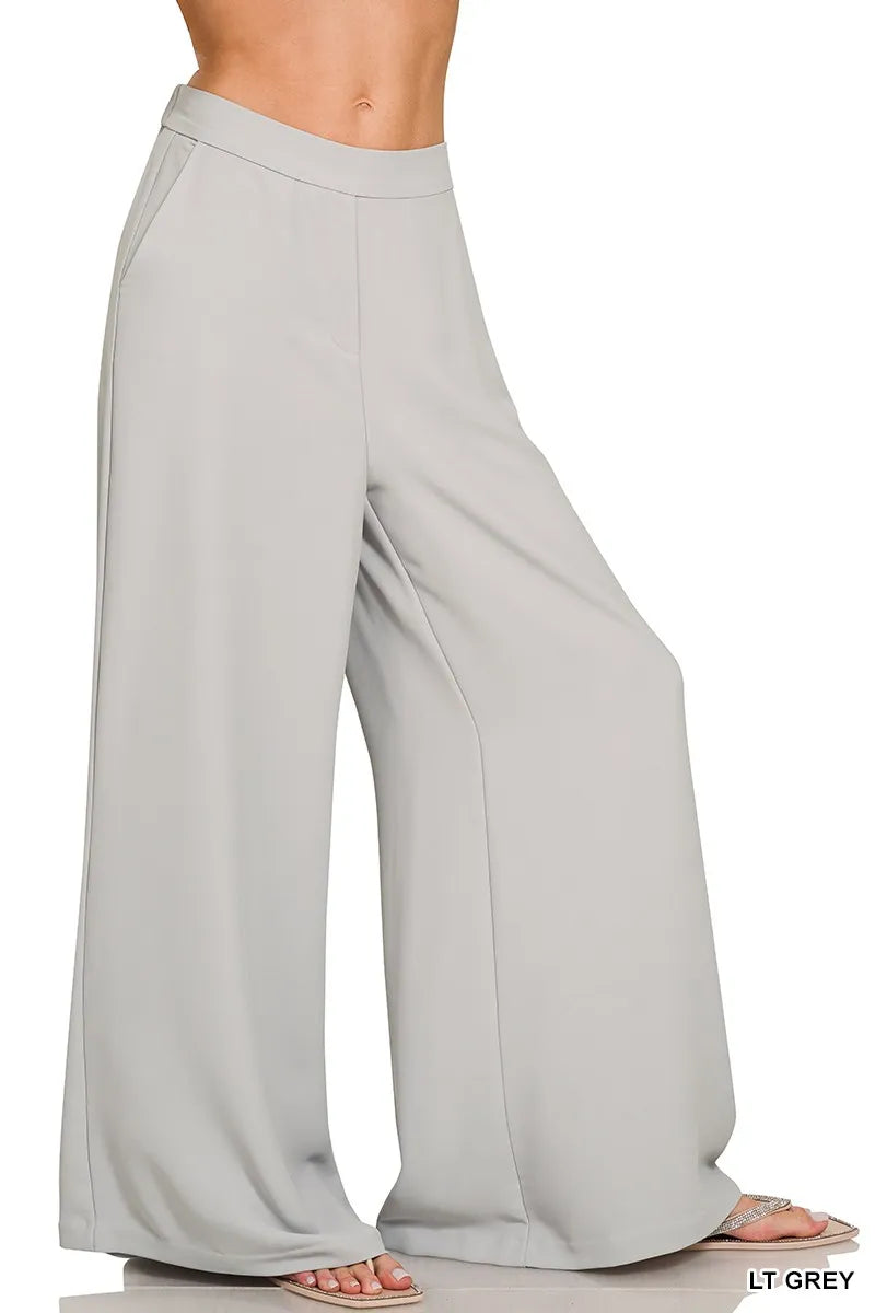 Zenana Relaxed Fit Elastic Waisted Wide Leg Pants | Centprime