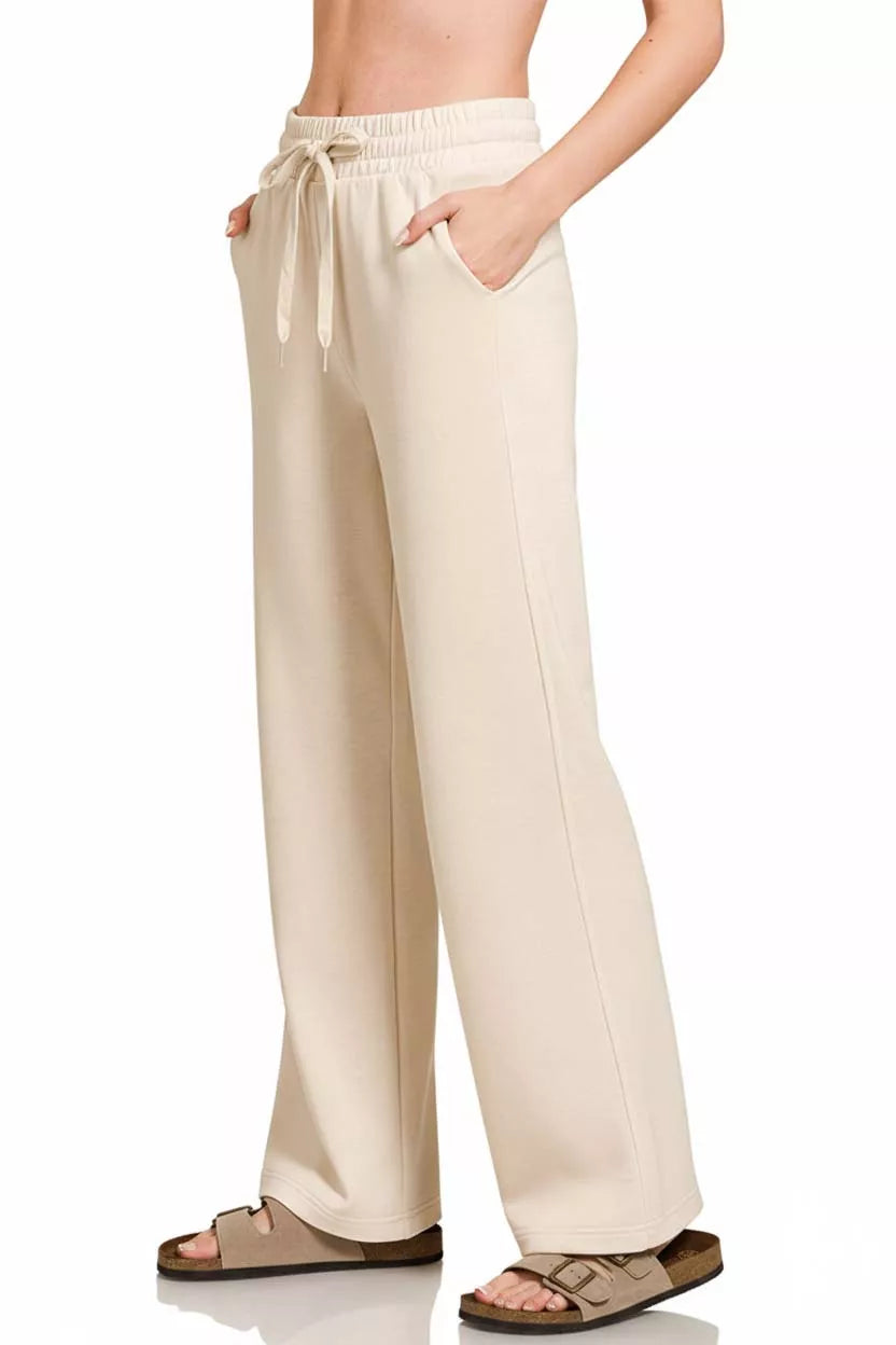 Zenana Scuba Drawstring Wide Leg Pants – Stylish, Comfortable Fit